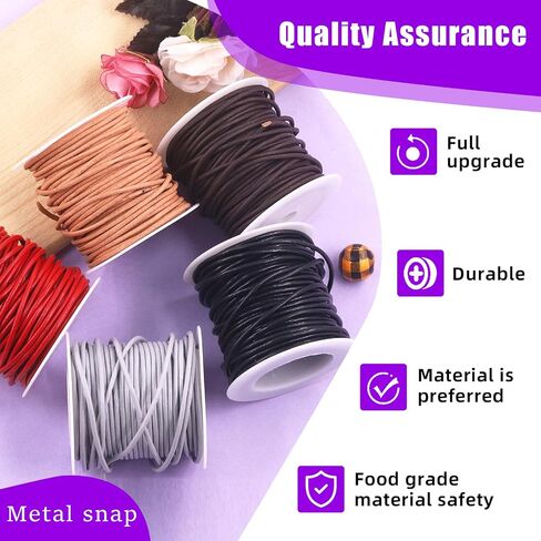 Swpeet 1 Roll 2mm x 11Yard Red Leather Rope, Crafts Round Cowhide, Jewelry Leather Cord, Natural Rawhide Rope for Jewelry Making, Shoelaces, Braided Bracelets, Versatile Applications in Kuwait