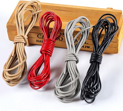 Swpeet 1 Roll 2mm x 11Yard Red Leather Rope, Crafts Round Cowhide, Jewelry Leather Cord, Natural Rawhide Rope for Jewelry Making, Shoelaces, Braided Bracelets, Versatile Applications in Kuwait
