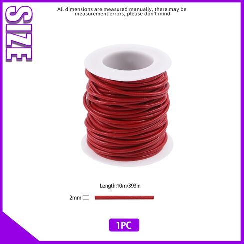 Swpeet 1 Roll 2mm x 11Yard Red Leather Rope, Crafts Round Cowhide, Jewelry Leather Cord, Natural Rawhide Rope for Jewelry Making, Shoelaces, Braided Bracelets, Versatile Applications in Kuwait