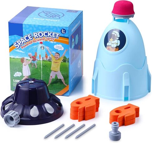 Alloytop Water Sprinkler for Kids - Kids Outdoor Water Toys, Rocket Launcher for Kids with Launching Base, Science Stem Kits and Outside Summer Toys for Kids Ages 8-12 Birthday Gifts for Boys Girls in Kuwait