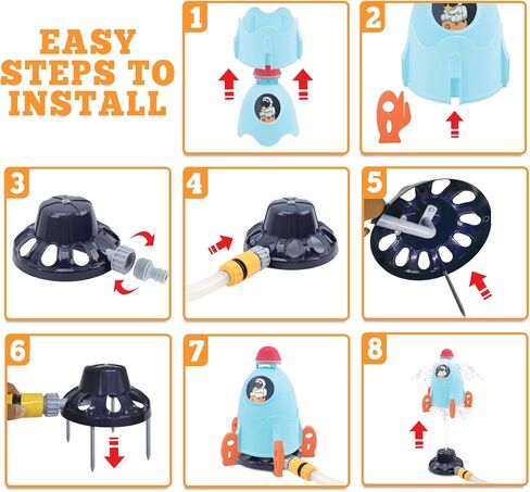 Alloytop Water Sprinkler for Kids - Kids Outdoor Water Toys, Rocket Launcher for Kids with Launching Base, Science Stem Kits and Outside Summer Toys for Kids Ages 8-12 Birthday Gifts for Boys Girls in Kuwait