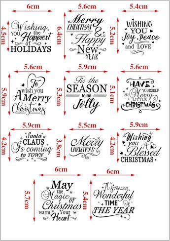 طوابع شفافة بنمط عيد الميلاد المجيد للعام الجديد، طوابع حرفية شفافة كلمات مباركة، طوابع بطاقات بنمط سانتا كلوز لصنع البطاقات وسجل القصاصات، 23 تصميمًا في ورقتين in Kuwait