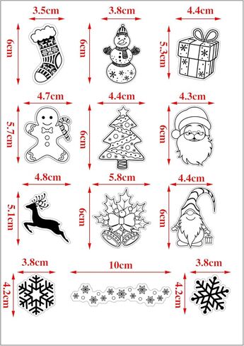 طوابع شفافة بنمط عيد الميلاد المجيد للعام الجديد، طوابع حرفية شفافة كلمات مباركة، طوابع بطاقات بنمط سانتا كلوز لصنع البطاقات وسجل القصاصات، 23 تصميمًا في ورقتين in Kuwait