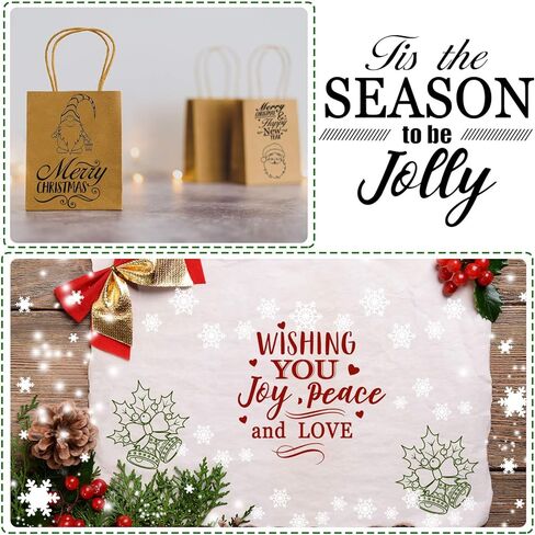 طوابع شفافة بنمط عيد الميلاد المجيد للعام الجديد، طوابع حرفية شفافة كلمات مباركة، طوابع بطاقات بنمط سانتا كلوز لصنع البطاقات وسجل القصاصات، 23 تصميمًا في ورقتين in Kuwait