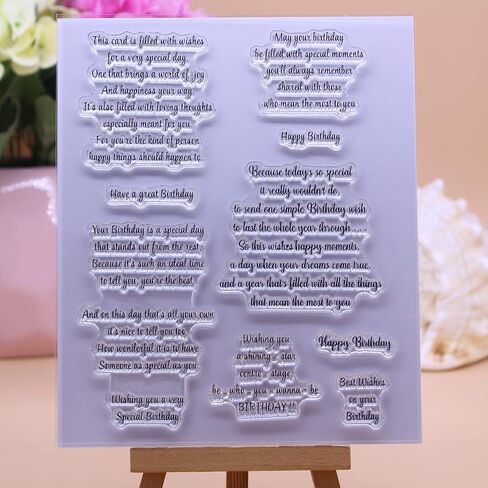 Alinacutle هذه البطاقة مليئة بالتمنيات الحرفية، طوابع شفافة، طوابع مشاعر عيد ميلاد سعيد، ختم سيليكون للحرف الورقية لعمل القصاصات/صنع البطاقات/الفن الورقي in Kuwait
