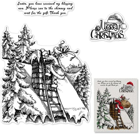 Happy New Year Christmas Clear Stamps, Five Cat Star Snowflake Greeting Sentiments Words Clear Rubber Stamps for Card Making Christmas Decoration and DIY Scrapbooking in Kuwait