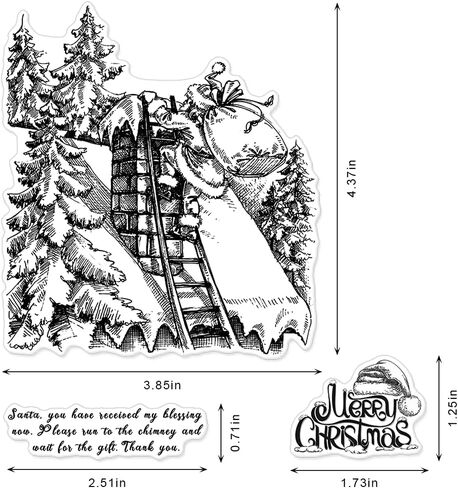 Happy New Year Christmas Clear Stamps, Five Cat Star Snowflake Greeting Sentiments Words Clear Rubber Stamps for Card Making Christmas Decoration and DIY Scrapbooking in Kuwait