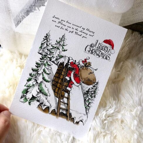 Happy New Year Christmas Clear Stamps, Five Cat Star Snowflake Greeting Sentiments Words Clear Rubber Stamps for Card Making Christmas Decoration and DIY Scrapbooking in Kuwait