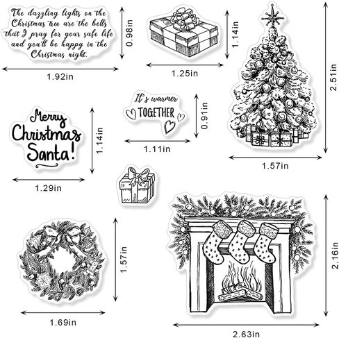 Christmas Clear Stamps Decorative Xmas Theme Winter Blessing Sentiment Words, Snowflake Clear Rubber Scrapbooking Stamps with Sentiment for Card Making DIY Photo Album in Kuwait