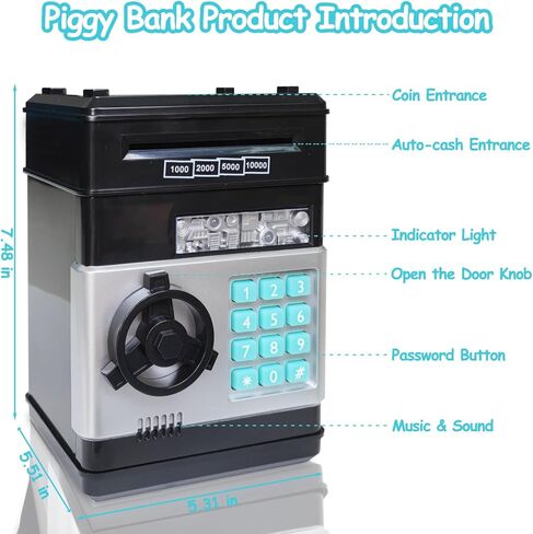 Piggy Bank Toys for Kids Girls Boys Age 3 4 5 6 7 8 9,ATM Machine Electronic Money Bank Kids Girls Toys for 3-5-7-9 Years Cash Coin Money Saving Box Safe with Password（Pink） in Kuwait