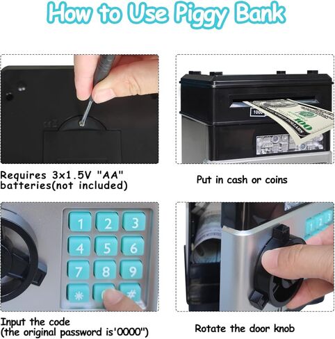 Piggy Bank Toys for Kids Girls Boys Age 3 4 5 6 7 8 9,ATM Machine Electronic Money Bank Kids Girls Toys for 3-5-7-9 Years Cash Coin Money Saving Box Safe with Password（Pink） in Kuwait