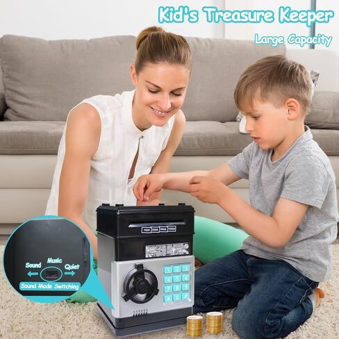 Piggy Bank Toys for Kids Girls Boys Age 3 4 5 6 7 8 9,ATM Machine Electronic Money Bank Kids Girls Toys for 3-5-7-9 Years Cash Coin Money Saving Box Safe with Password（Pink） in Kuwait