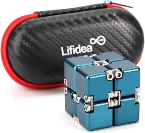 Lifidea سبائك الألومنيوم معدن إنفينيتي كيوب فيدجيت كيوب (6 ألوان) لعبة فيدجيت محمولة باليد لعبة مكتب مع حافظة رائعة مكعب سحري لا نهاية له يخفف من التوتر والقلق واضطراب فرط الحركة ونقص الانتباه والوسواس القهري للأطفال والكبار (أزرق) in Kuwait