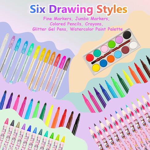 مجموعة أقلام تحديد قابلة للغسل معطرة بالفواكه مع علبة أقلام رصاص لامعة بألوان قوس قزح، 62 قطعة من الفنون والحرف اليدوية للأطفال الذين تتراوح أعمارهم بين 4-6-8 سنوات، أقلام تلوين للأطفال وأقلام تلوين وأقلام تلوين ومستلزمات فنية لعيد ميلاد وحيد القرن وهدايا in Kuwait