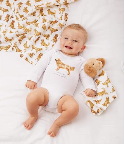 Mud Pie Golden Retriever Woobie Lovey Blanket, Plush Baby Security Blanket with Chime Rattle and Minky Lining in Saudi Arabia