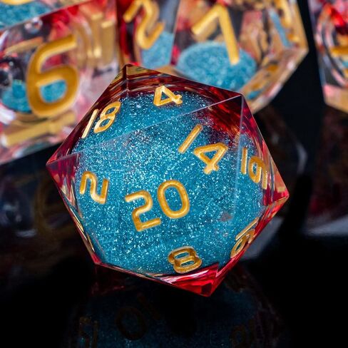 ARUOHHA Liquid Core DND Dice Set, Vampire Sharp Edged Dice for Dungeons and Dragons, Handmade RPG Resin Dice, Blood Red Polyhedral D&D Dice with Gift Box, Role Playing Dice Set D20 D12 D10 D8 D6 D4 in Saudi Arabia