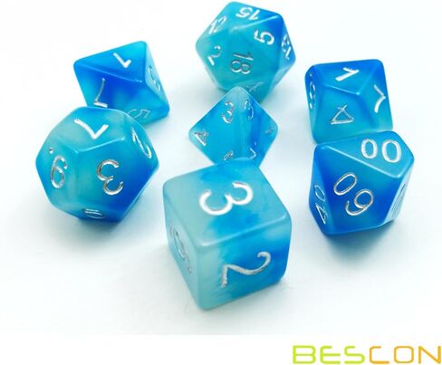 مجموعة نرد متعدد السطوح متوهجة من Bescon Gemini مكونة من 7 قطع من الصخور الجليدية، مجموعة نرد آر بي جي المضيئة d4 d6 d8 d10 d12 d20 d%، عبوة صندوق من الطوب in Kuwait