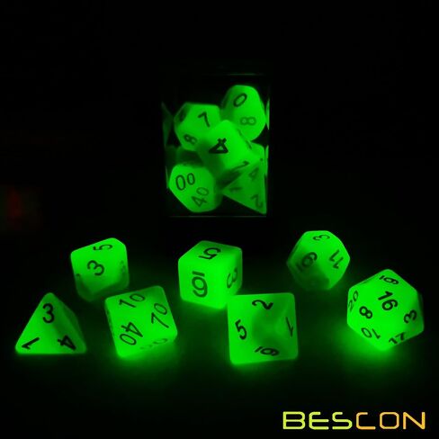 مجموعة نرد متعدد السطوح متوهجة من Bescon Gemini مكونة من 7 قطع من الصخور الجليدية، مجموعة نرد آر بي جي المضيئة d4 d6 d8 d10 d12 d20 d%، عبوة صندوق من الطوب in Kuwait