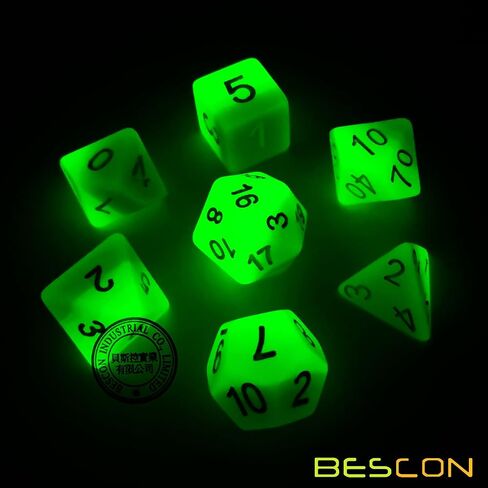مجموعة نرد متعدد السطوح متوهجة من Bescon Gemini مكونة من 7 قطع من الصخور الجليدية، مجموعة نرد آر بي جي المضيئة d4 d6 d8 d10 d12 d20 d%، عبوة صندوق من الطوب in Kuwait