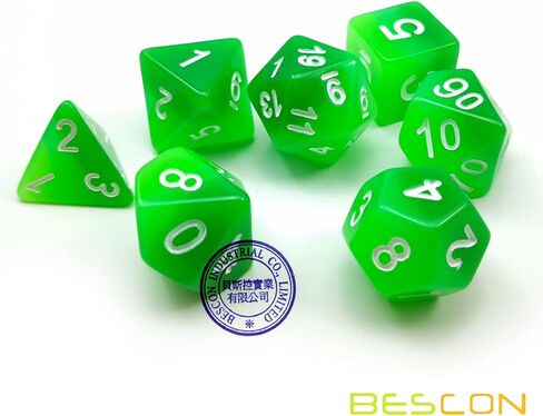مجموعة نرد متعدد السطوح متوهجة من Bescon Gemini مكونة من 7 قطع من الصخور الجليدية، مجموعة نرد آر بي جي المضيئة d4 d6 d8 d10 d12 d20 d%، عبوة صندوق من الطوب in Kuwait
