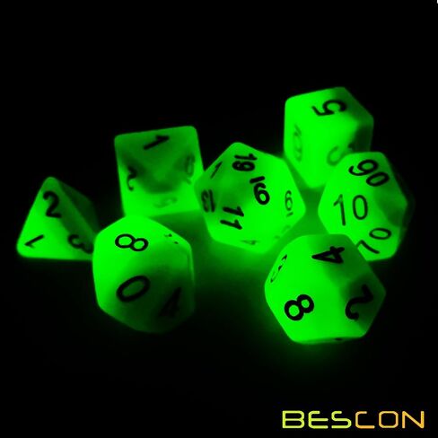 مجموعة نرد متعدد السطوح متوهجة من Bescon Gemini مكونة من 7 قطع من الصخور الجليدية، مجموعة نرد آر بي جي المضيئة d4 d6 d8 d10 d12 d20 d%، عبوة صندوق من الطوب in Kuwait