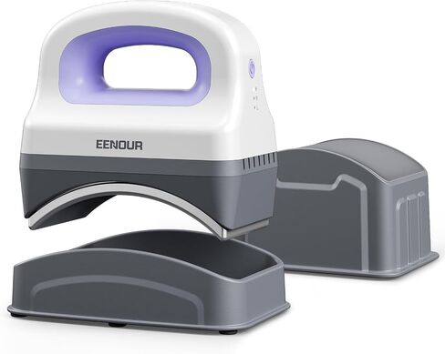 EENOUR Hat Press Machine, Mini Heat Press for Caps with 3 Heating Levels & Auto-Off, Handheld Cap Easy Press with 3"×5.5" Arched Heating Plate, 2 Press Platens, A Safety Base in Kuwait