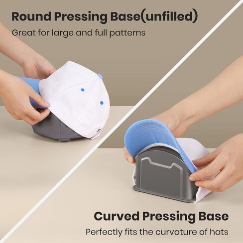 EENOUR Hat Press Machine, Mini Heat Press for Caps with 3 Heating Levels & Auto-Off, Handheld Cap Easy Press with 3"×5.5" Arched Heating Plate, 2 Press Platens, A Safety Base in Kuwait