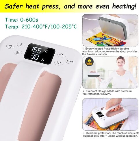 Heat Press Small Heat Press Machine for Heating Transfer, 7 × 4.8 inch Portable Easy Press Mini Heat Press for DIY T Shirts, Hats, Bags.etc(Blue) in Kuwait