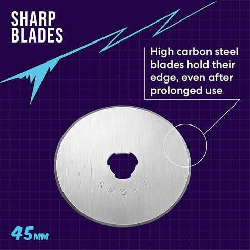 Zoid 60mm Rotary Cutter with Grip, Fabric Cutter Wheel, Rotary Cutter Blade, Craft Cutting Tool, Freehand Tool For Dense Fabrics,Denim, Corduroy and Multiple Projects, Soft-Touch Handle in Kuwait