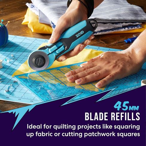 Zoid 60mm Rotary Cutter with Grip, Fabric Cutter Wheel, Rotary Cutter Blade, Craft Cutting Tool, Freehand Tool For Dense Fabrics,Denim, Corduroy and Multiple Projects, Soft-Touch Handle in Kuwait
