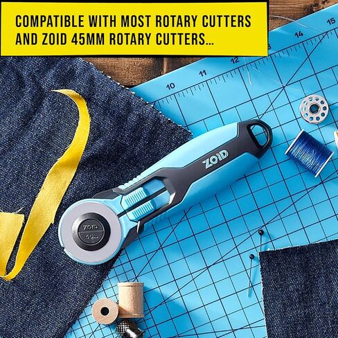 Zoid 60mm Rotary Cutter with Grip, Fabric Cutter Wheel, Rotary Cutter Blade, Craft Cutting Tool, Freehand Tool For Dense Fabrics,Denim, Corduroy and Multiple Projects, Soft-Touch Handle in Kuwait