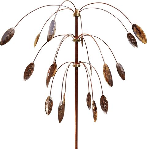 Stanwood Wind Sculpture: Kinetic Copper Triple Spinner - Falling Foliage in Saudi Arabia