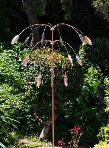 Stanwood Wind Sculpture: Kinetic Copper Triple Spinner - Falling Foliage in Saudi Arabia