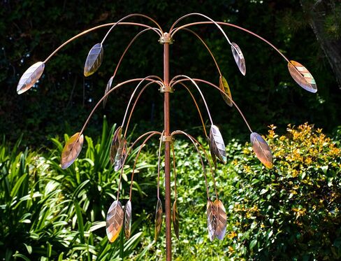 Stanwood Wind Sculpture: Kinetic Copper Triple Spinner - Falling Foliage in Saudi Arabia