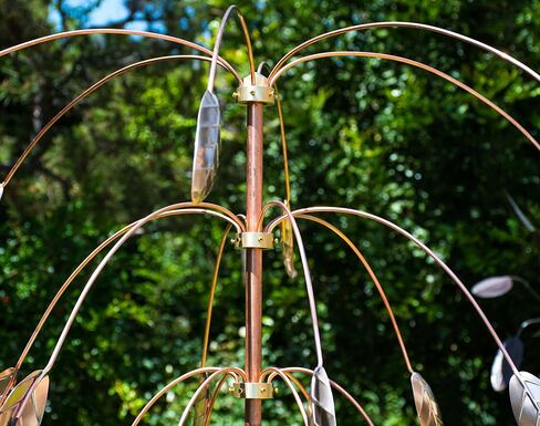 Stanwood Wind Sculpture: Kinetic Copper Triple Spinner - Falling Foliage in Saudi Arabia