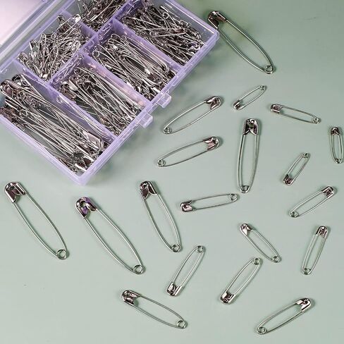 LUTER 500 قطعة 7 أحجام كبيرة وصغيرة دبابيس أمان متنوعة 19 مم 22 مم 28 مم 32 مم 36 مم 45 مم 50 مم للحرف الفنية الخياطة صنع المجوهرات استخدام المكتب المنزلي (ذهبي فضي أسود متعدد الألوان) in Kuwait
