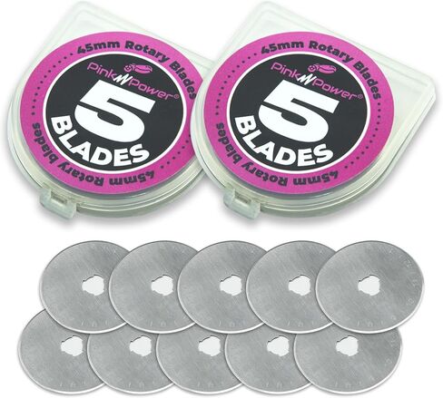 شفرات القطع الدوارة مقاس 45 مم من Pink Power مناسبة لأداة القطع الدوارة للنسيج PP212 - 10 عبوات من الشفرات الدوارة القابلة لإعادة التعبئة، شفرات القطع الدوارة البديلة لخياطة اللحف والخياطة in Kuwait