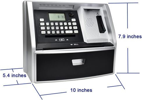 بنك توفير ATM مع بطاقة خصم، بنك بيجي إلكتروني للنقود الحقيقية، التعرف على العملات المعدنية، إعداد الأهداف، تسجيل الدخول بكلمة المرور، موجه صوتي، هدية رائعة للأولاد والبنات (أسود/فضي) in Saudi Arabia
