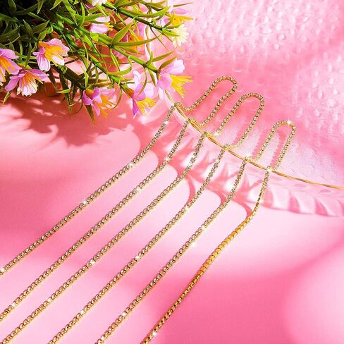Hicarer 2 Rolls 5 Yards 2 mm Crystal Rhinestone Close Chain Trim for Sewing Shoes Clothes Cups Rhinestone Chain for Craft Jewelry Wedding Bouquet DIY Decoration Silver in Kuwait