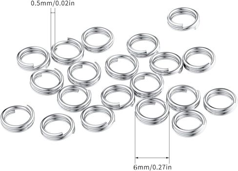 VALYRIA Sterling Silver Split Jump Ring Connector Charm Jewelry Findings,20pcs 5.0mmx0.5mm in Kuwait