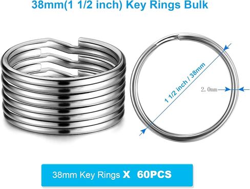 YHYZ 1 Inch Key Rings Bulk (60pcs, Round), 25mm Sliver Metal Spilt Key Rings, for Kechain chain/dog collar tag/DIY Craft Jewelry Making/Car Key in Kuwait