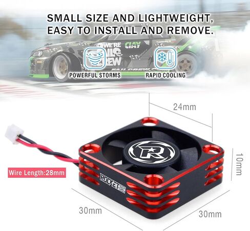 Surpass Hobby 30mm RC Fan 28000RPM RC Cooling Fan Heat Dissipation ESC Cooling Fan for 1/8 1/10 1/12 RC Car Turbo Esc A3 (Silver Black) in Kuwait