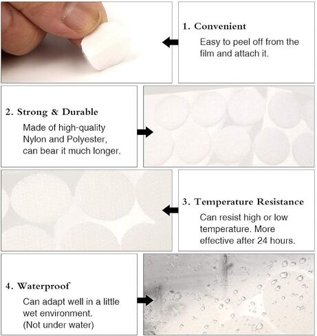 Self Adhesive Dots,1500pcs(750 Pairs) Strong Adhesive 0.39 inch Diameter Sticky Back Hook Nylon, Loop Dots with Waterproof Sticky Glue Tapes, Suitable for Classroom, Office, Home in Kuwait