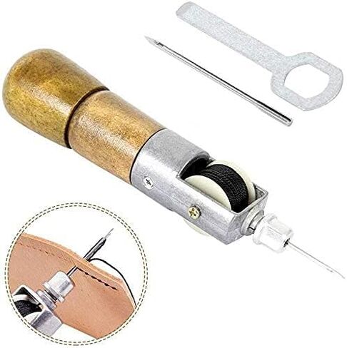 DIY أداة يدوية الصنع قفل مصنع غرزة عدة إصلاح الأحذية قماش جلد إصلاح الخياطة Awl التلقائي الحرفية سوبر نحت الشمع خط اليد الفن اثنين إبرة آلة in Kuwait