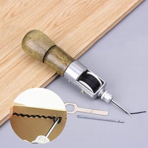 DIY أداة يدوية الصنع قفل مصنع غرزة عدة إصلاح الأحذية قماش جلد إصلاح الخياطة Awl التلقائي الحرفية سوبر نحت الشمع خط اليد الفن اثنين إبرة آلة in Kuwait