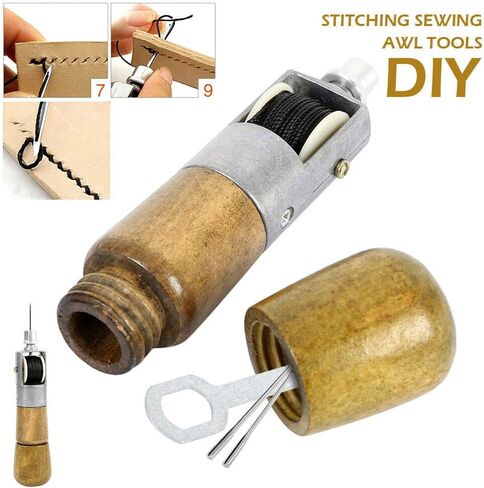 DIY أداة يدوية الصنع قفل مصنع غرزة عدة إصلاح الأحذية قماش جلد إصلاح الخياطة Awl التلقائي الحرفية سوبر نحت الشمع خط اليد الفن اثنين إبرة آلة in Kuwait