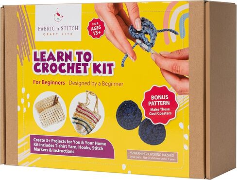 مجموعة تعلم الكروشيه للمبتدئين مع خيوط تي شيرت. ابدأ بسرعة وسهولة. ابتكر 3 تصميمات بنمط بوهو. حقيبة كتف ومحفظة وقواعد أكواب. تعليمات ودروس فيديو للبدء. in Kuwait