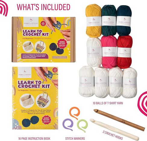مجموعة تعلم الكروشيه للمبتدئين مع خيوط تي شيرت. ابدأ بسرعة وسهولة. ابتكر 3 تصميمات بنمط بوهو. حقيبة كتف ومحفظة وقواعد أكواب. تعليمات ودروس فيديو للبدء. in Kuwait