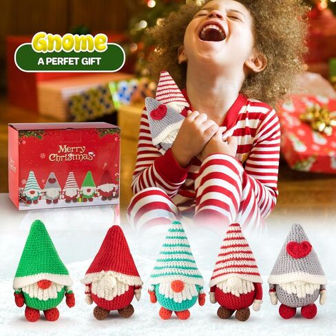 مجموعة كروشيه للمبتدئين من اوغفو، مجموعة ادوات الكروشيه مع دروس تعليمية خطوة بخطوة، مجموعة حياكة الغزل، مجموعات تعلم الكروشيه للبالغين والاطفال، لوازم الحياكة اليدوية، 5 عبوات من عائلة جنوم الكريسماس in Kuwait