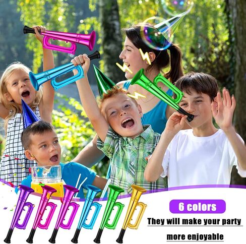 60 Pack Mini Trumpet Toys Kid Trumpet Instrument Noise Makers Assorted Colors Plastic Trumpet Horn Musical Educational Toys for Kids Birthday Graduation Party Favors in Saudi Arabia